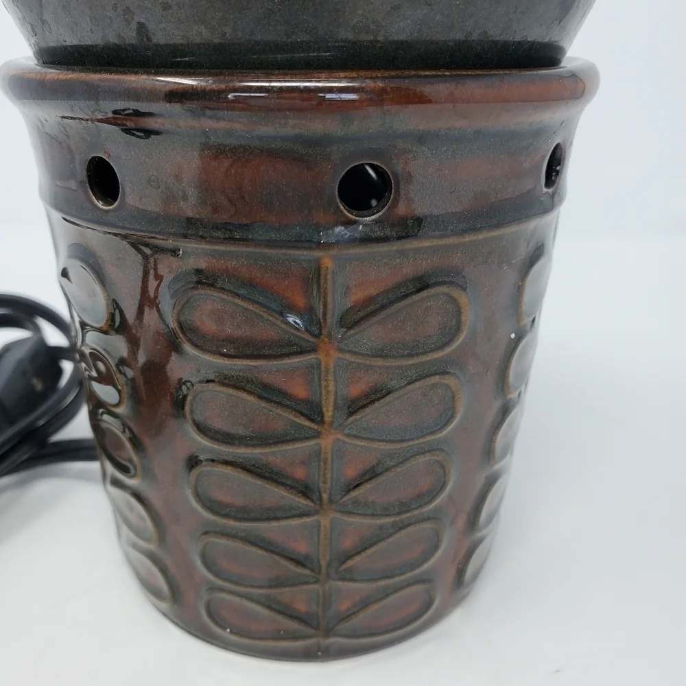 SCENTSY FARFALLE FULL SIZE WAX WARMER RETIRED RED BROWN GLAZE